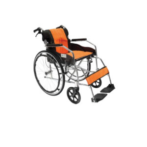 Silla de ruedas ultraligera de 18" c/estructura de aluminio cromado y frenos de chicote, Medical Store