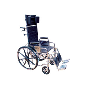 Silla de ruedas reclinable cromada con elevapiernas, MOVILI-RE